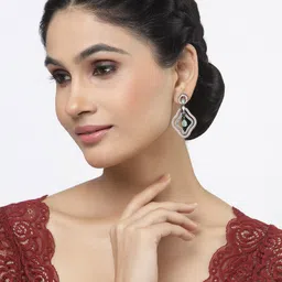 ZENEME White Quirky Half Hoop Earrings-59