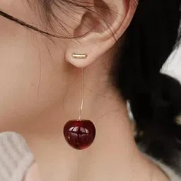 DN Creation Gold-Plated Cherry Drop Earrings image 5