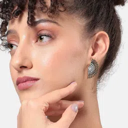 SOHI Gold-Plated Stone-Studded Contemporary Studs Earrings image 5