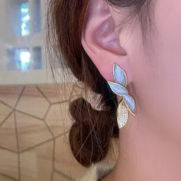 VAGHBHATT Gold Plated Leaf Shaped Drop Earrings image 4