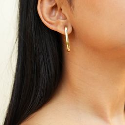 ISHKAARA Gold-Plated Geometric Half Hoop Earrings-7