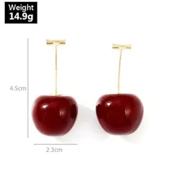 DN Creation Gold-Plated Cherry Drop Earrings image 4