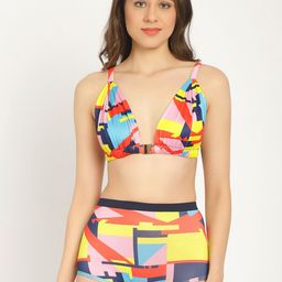 EROTISSCH Yellow Printed Swim Bikini Set-image-1