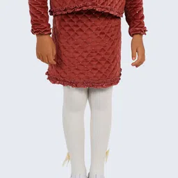One Friday Girls Brown Embellished Straight Mini Skirt-image-99