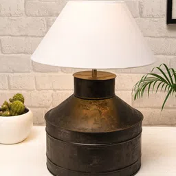 Homesake Grey & White Textured Table Lamps With Shade-22