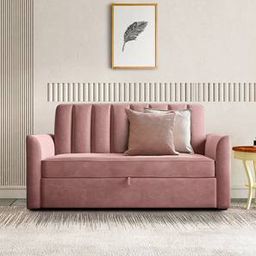 home lifestylez Hajel 3 Seater Pull Out Sofa cum Bed In Dusty Rose Colour-picture-3
