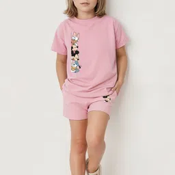 Minicult Kids Printed Short Sleeves Round Neck Pure Cotton T-shirt with Shorts-picture-39