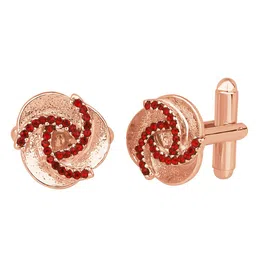 Mahi Rose Gold-Plated Crystal Round Cufflink-30