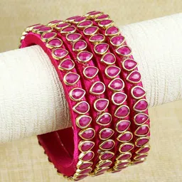 Asthetika Kids Girls Set Of 4 Kundan-Studded Bangles-13
