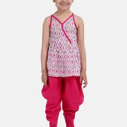 BownBee Girls Pink Printed Kurti with Dhoti Pants-image-102