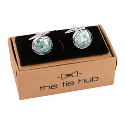 The Tie Hub Rhodium-Plated Brass Round Cufflink-12