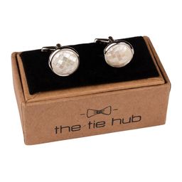 The Tie Hub Rhodium-Plated Brass Round Cufflink-41