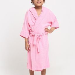 Creeva Melodious Kids Pink Front Pocket Bath Robe-11