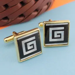Kavove Black & Silver-Toned Cufflink-image-46