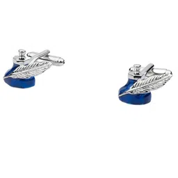 The Tie Hub Men Silver-Toned & Blue Quirky Cufflink-5