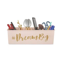 Living With Elan Pink Typography Printed 4 Compartments Reusable Desk Organizer-image-78
