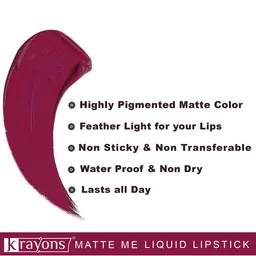 krayons Matte Me Ultra Smooth Matte Liquid Lip Color 5 ml - Wow Pink image 5