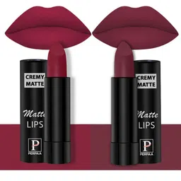 PERPAA Set of 2 Creamy Matte Long Stay Intense Lipstick - Candy Pink 87 & Dusky Maroon 96-6