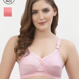 Floret Pack of 2 Pink & Rose Pink Non Wired Full Coverage Everyday Bra-44