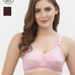 Floret Pink & Burgundy Pack Of 2 Cross Fit All Day Comfort Bra-picture-26