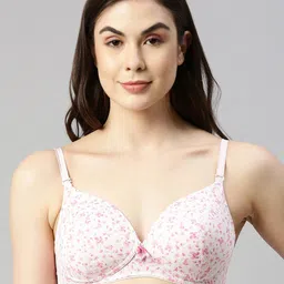 Enamor Women Pink White Padded Non-Wired High Coverage T-Shirt Bra With Detachable Straps-picture-39