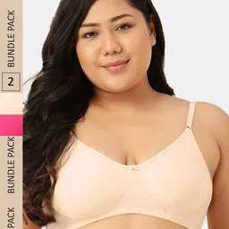 Sztori Pack of 2 Cotton Seamless Non-Padded Bra SZ-P-COOL-SKN-RN-2-image-63