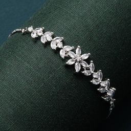ZENEME Rhodium-Plated American Diamond Link Bracelet-image-85