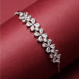 ZENEME Women Rhodium-Plated American Diamond Link Bracelet-picture-57