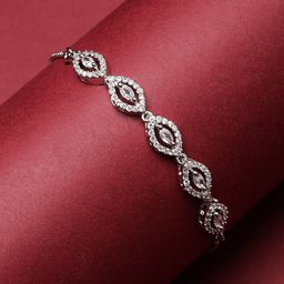 Kennice Women Rhodium-Plated American Diamond Link Bracelet-image-4