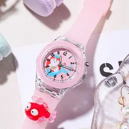 WANTON Kids Printed Dial & Straps Analogue Watch KD-60 Pink Fish-10