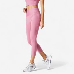 Women's Cropped Shaping High-Waisted Fitness Cardio Leggings - Pink-image-33