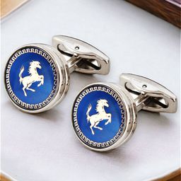 LUCKY JEWELLERY Silver Plated Textured Round Blazer Cufflinks-picture-18