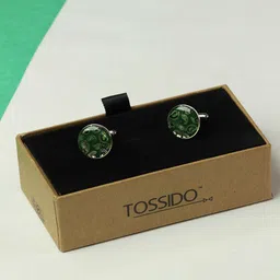 Tossido Men Paisley Printed Round Brass Cufflink-picture-20