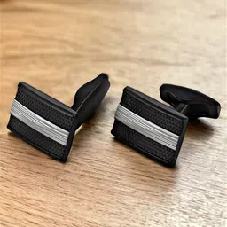 LUCKY JEWELLERY Silver Plated Textured Rectangle Blazer Cufflinks-37