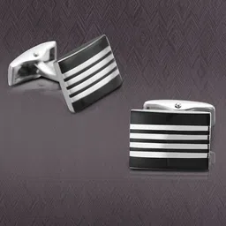 Peora Men Silver-Plated Textured Square Cufflinks-22
