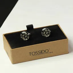 Tossido Men Paisley Printed Round Brass Cufflink-picture-38