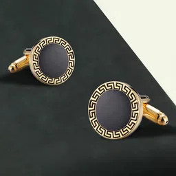 Peora Men Gold-Plated Printed Round Cufflinks-21