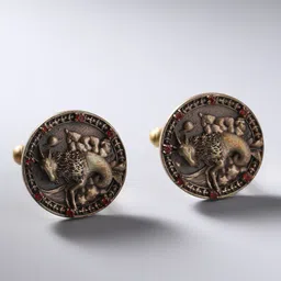COSA NOSTRAA Gunmetal-Toned Capricorn Zodiac Cufflinks-image-66
