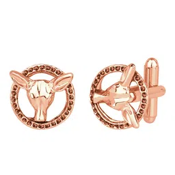 Mahi Rose Gold-Plated Deer Face Shaped Cufflinks-image-65