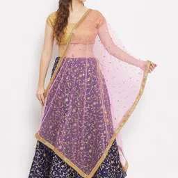 Clora Creation Women Pink & Gold Embroidered Sequined Net Dupatta-45