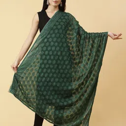 Moda Chales Floral Embroidered Sequinned Dupatta-13