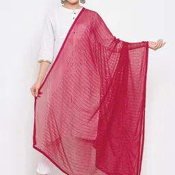 Clora Creation Maroon Embellished Poly Chiffon Dupatta-21