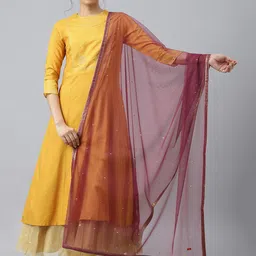W Purple Embroidered Dupatta with Sequinned Detail-43