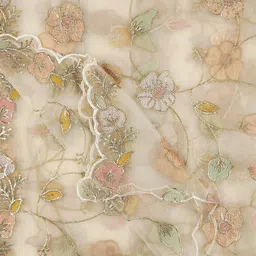 Dupatta Bazaar White & Green Embroidered Dupatta with Sequinned image 2