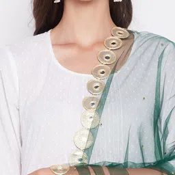 Clora Creation Polka Dots Mirror Work Embroidered Dupatta image 5