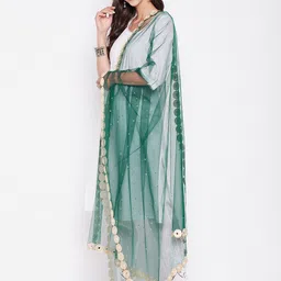 Clora Creation Polka Dots Mirror Work Embroidered Dupatta image 2