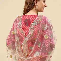Dupatta Bazaar White & Green Embroidered Dupatta with Sequinned image 5