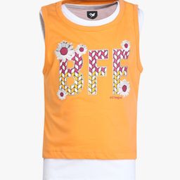 612 league Girls Orange Printed Round Neck T-shirt-image-27