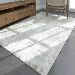 Grey Abstract Wool and Viscose 5 ft X 8 ft Hand Woven Rectangle Carpet-image-32
