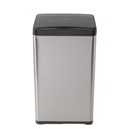 Kuber Industries Silver Stainless Steel Rectangular Sensor Dustbins image 1